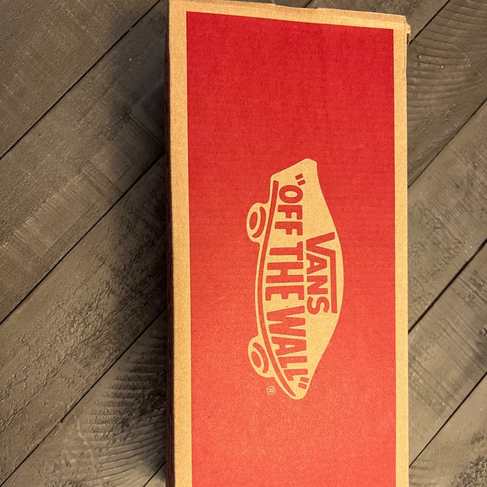 Red and White checkered slip on vans